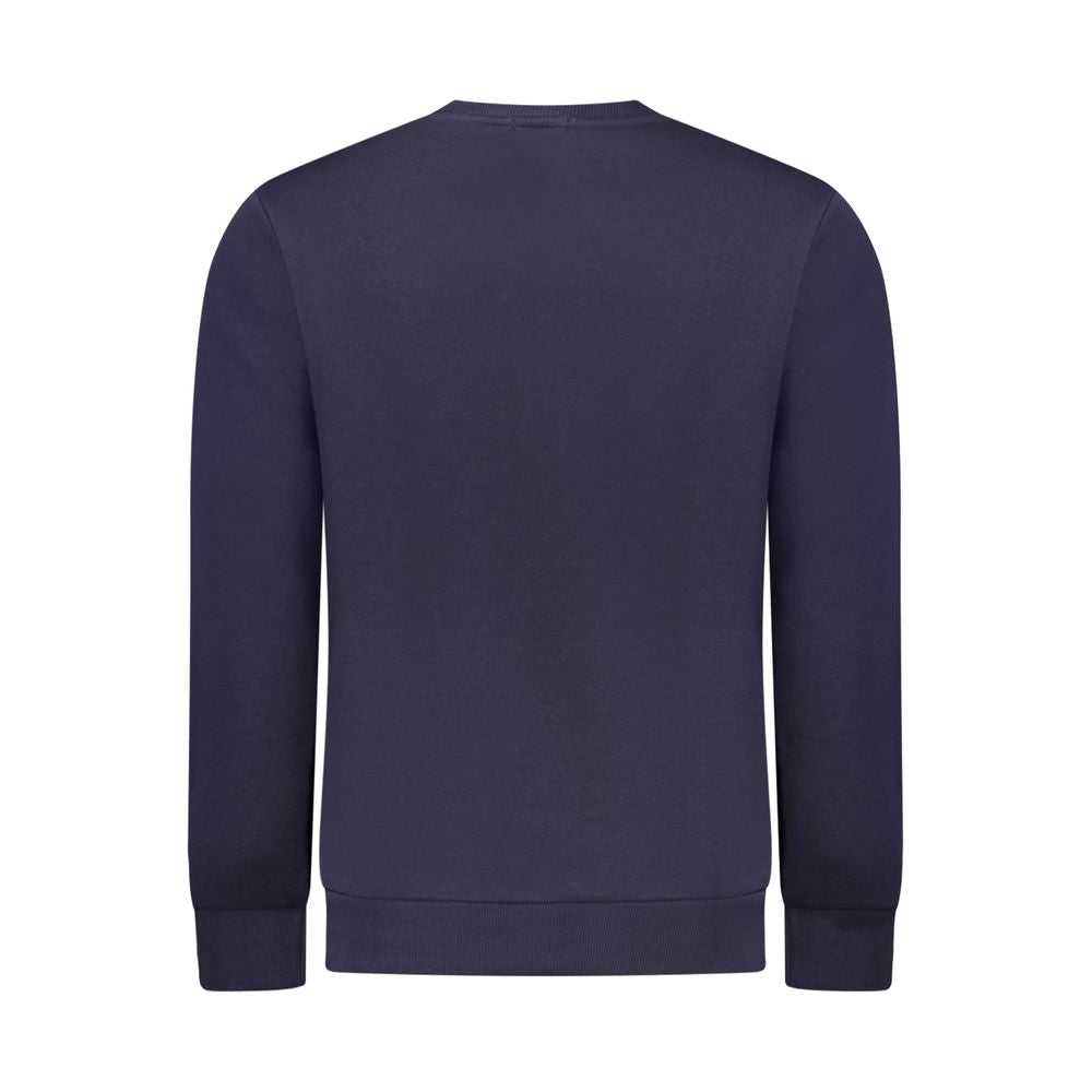 Rifle Blue Cotton Men Sweater, back view, showcasing long sleeves and crew neck design stylishly crafted for comfort and elegance.