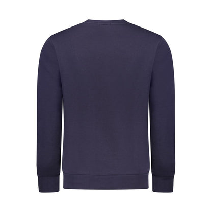 Rifle Blue Cotton Men Sweater, back view, showcasing long sleeves and crew neck design stylishly crafted for comfort and elegance.