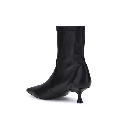 Stuart Weitzman Black Calf Leather Bos Taurus Ankle Boots