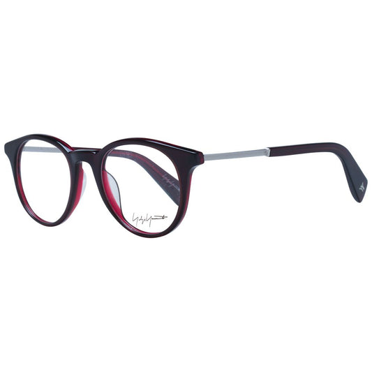Yohji Yamamoto Red Unisex Glasses Frame with full-rim acetate, size 50-20-140, red color, round style, includes branded soft case.