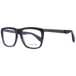 Yohji Yamamoto Black Unisex Glasses Frame, full-rim acetate square style with demo lenses, 55-16-140 dimensions, includes branded soft case.