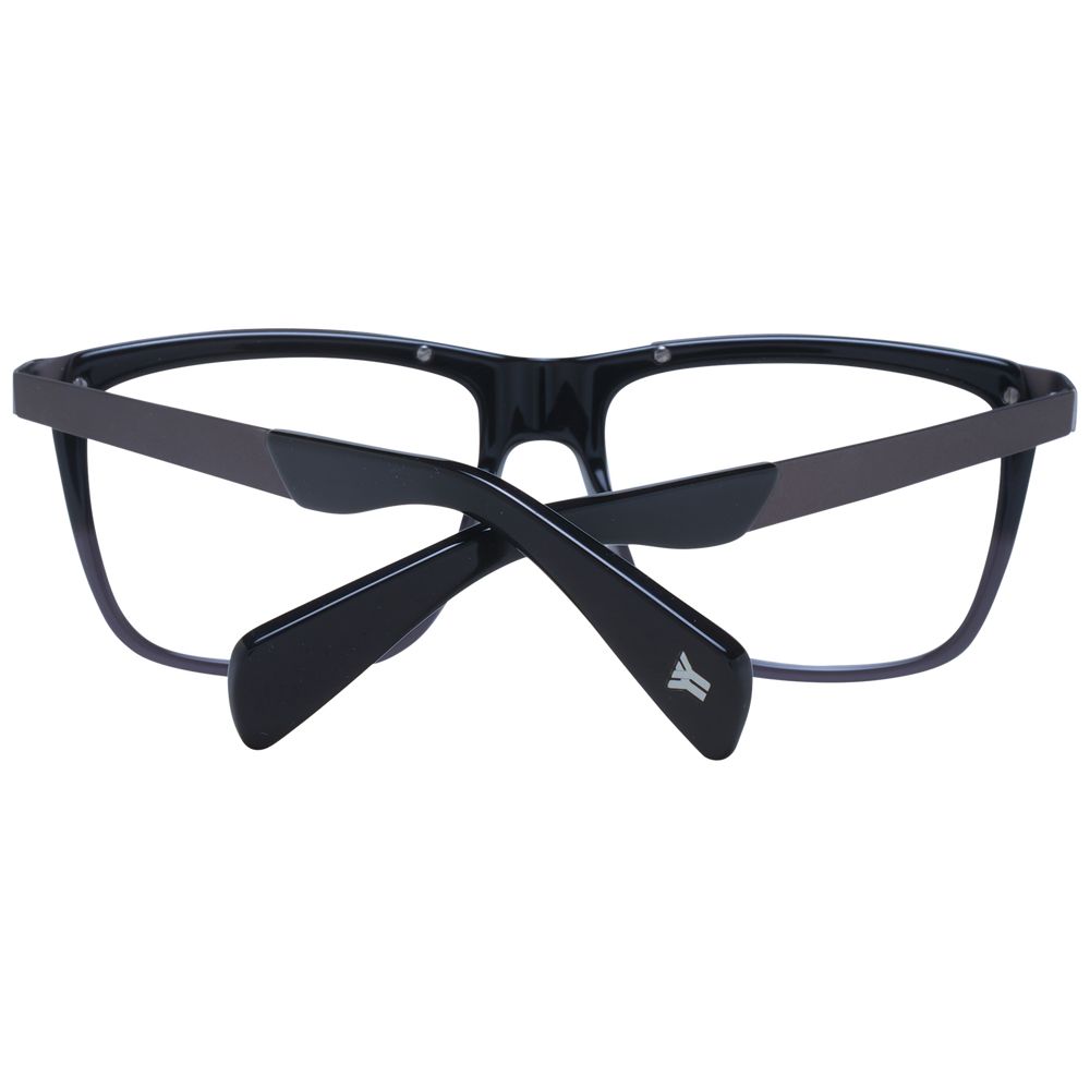 Yohji Yamamoto Black Unisex Glasses Frame with acetate full-rim square design, demo lenses, and no spring hinge, size 55-16-140.