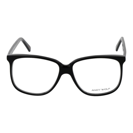 Andy Wolf Black Unisex Glasses Frame, full-rim acetate, plastic lenses, stylish round design for men and women.