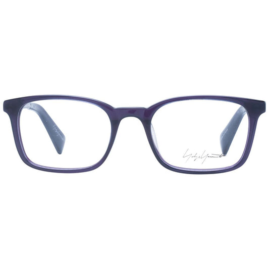 Yohji Yamamoto Purple Women Glasses Frame in full-rim acetate with rectangle style, size 51-19-140, includes branded soft case.