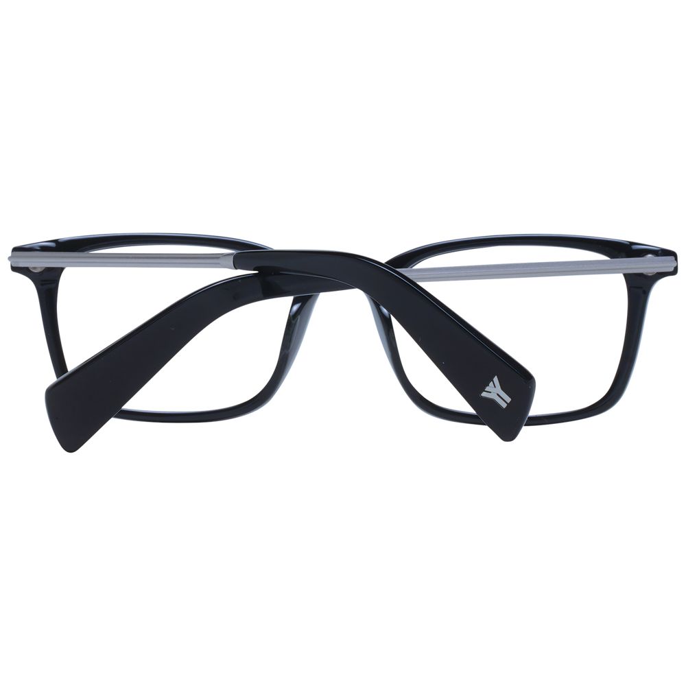 Yohji Yamamoto Black Unisex Glasses Frame, acetate material, full-rim rectangle style with demo lenses, size 51-19-140