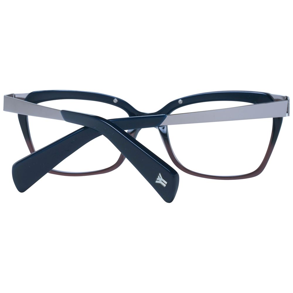 Yohji Yamamoto Blue Unisex Glasses Frame in acetate with full-rim and demo lenses. Rectangle style with 54-17-140 dimensions.