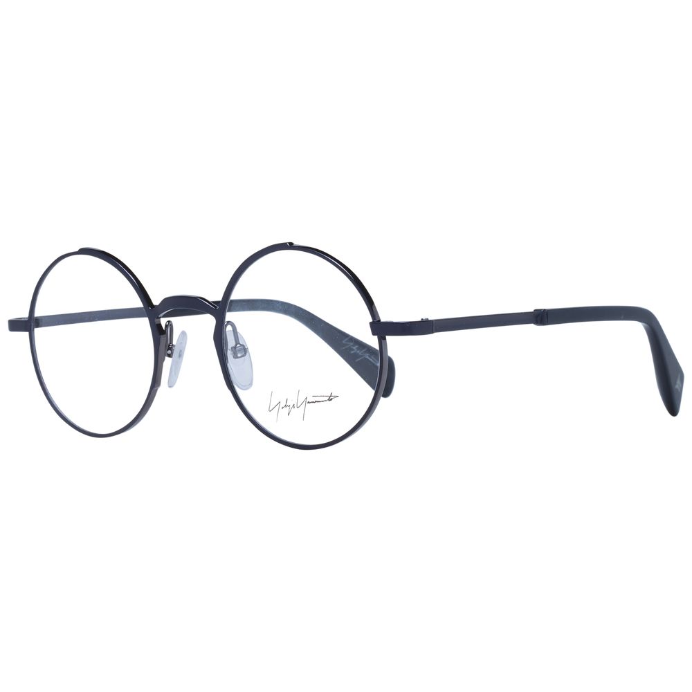 Yohji Yamamoto Blue Unisex Glasses Frame with round full-rim metal design, size 47-22-145, includes branded soft case.
