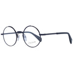 Yohji Yamamoto Blue Unisex Glasses Frame with round full-rim metal design, size 47-22-145, includes branded soft case.