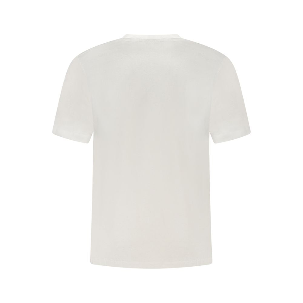 Calvin Klein White Cotton Men T-Shirt with crew neck and logo, back view showcasing design simplicity and premium quality.
