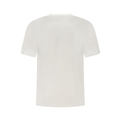 Calvin Klein White Cotton Men T-Shirt with crew neck and logo, back view showcasing design simplicity and premium quality.