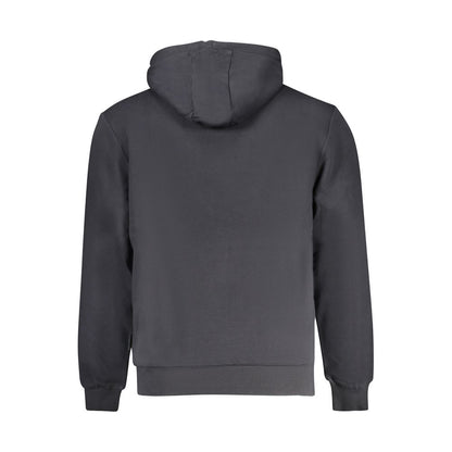 Back view of Napapijri Black Cotton Men Hoodie with hood and relaxed fit design.