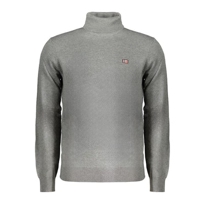 Norway 1963 Gray Polyester Sweater with long sleeves, turtleneck, and embroidered logo