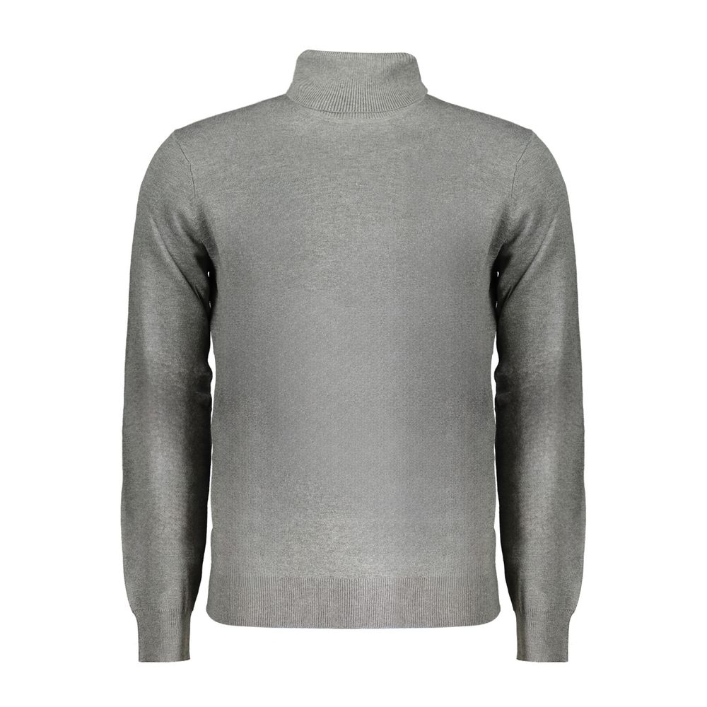 Norway 1963 Gray Polyester Sweater with turtleneck, long sleeves, and embroidery logo.