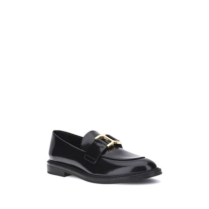 Chloé Black Calf Leather Bos Taurus Slip-On Loafers