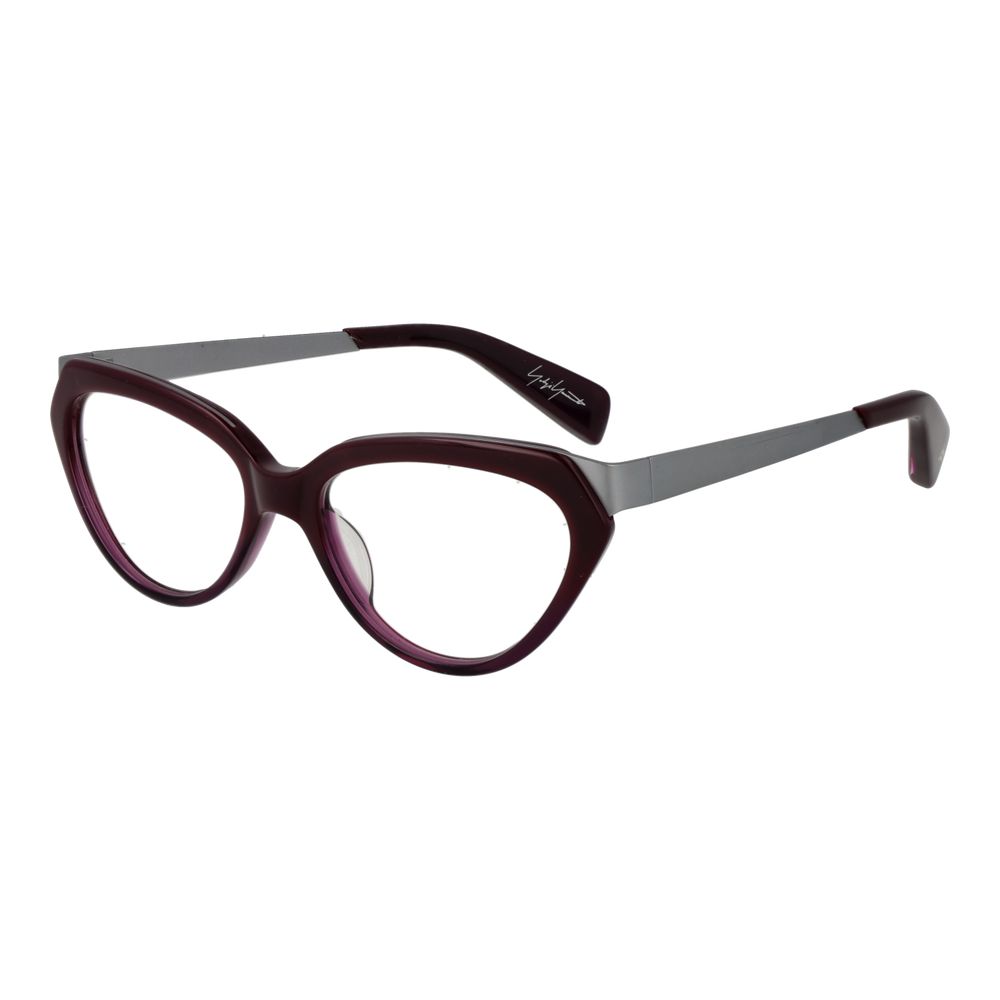 Yohji Yamamoto Purple Unisex Glasses Frame, full-rim acetate, cat-eye style with demo plastic lenses, size 52-16-140.