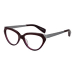 Yohji Yamamoto Purple Unisex Glasses Frame, full-rim acetate, cat-eye style with demo plastic lenses, size 52-16-140.