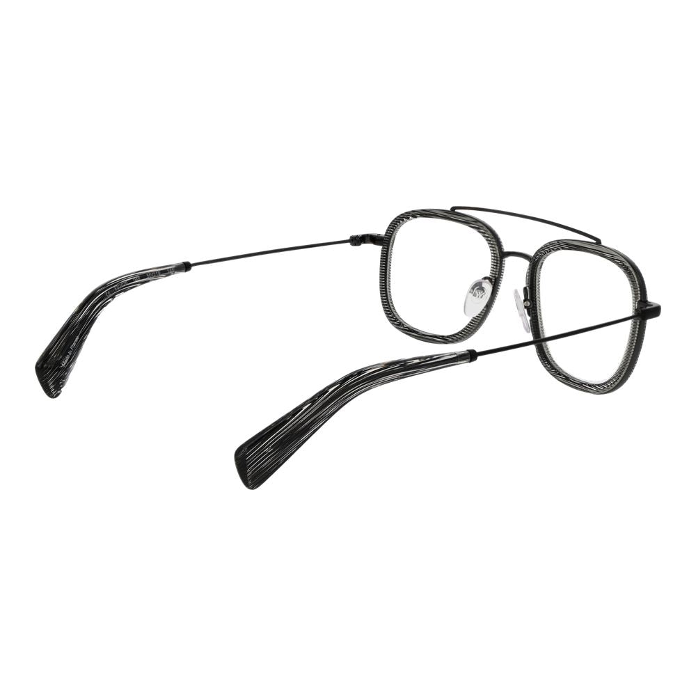 Yohji Yamamoto Gray Unisex Glasses Frame in acetate with full-rim style, demo lenses, size 50-19-145, aviator design.