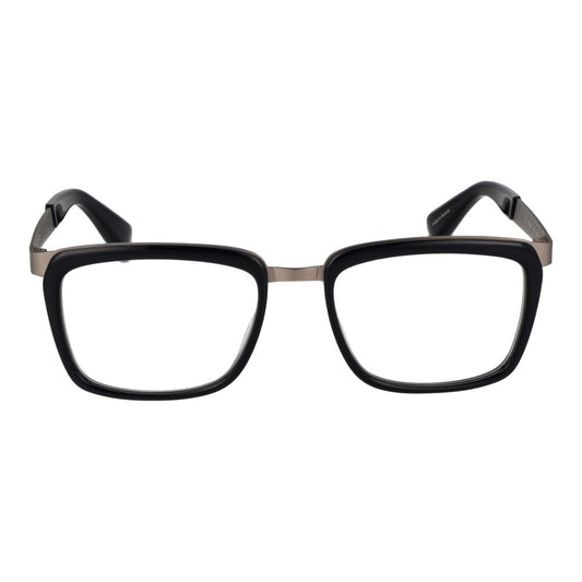 Yohji Yamamoto Black Unisex Glasses Frame, rectangle full-rim acetate eyeglasses with demo lenses, size 54-18-145.