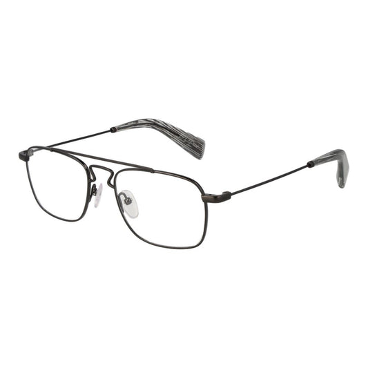 Yohji Yamamoto Gray Men Glasses Frame in gunmetal with full-rim rectangle style, metal material, demo lenses, size 51-18-145.