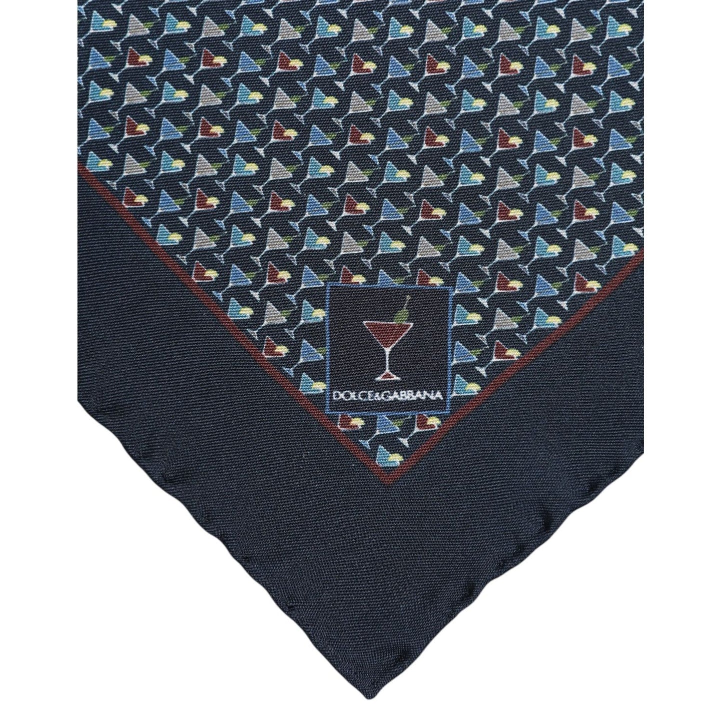 Dolce & Gabbana Blue Cocktail Silk Square Foulard Scarf