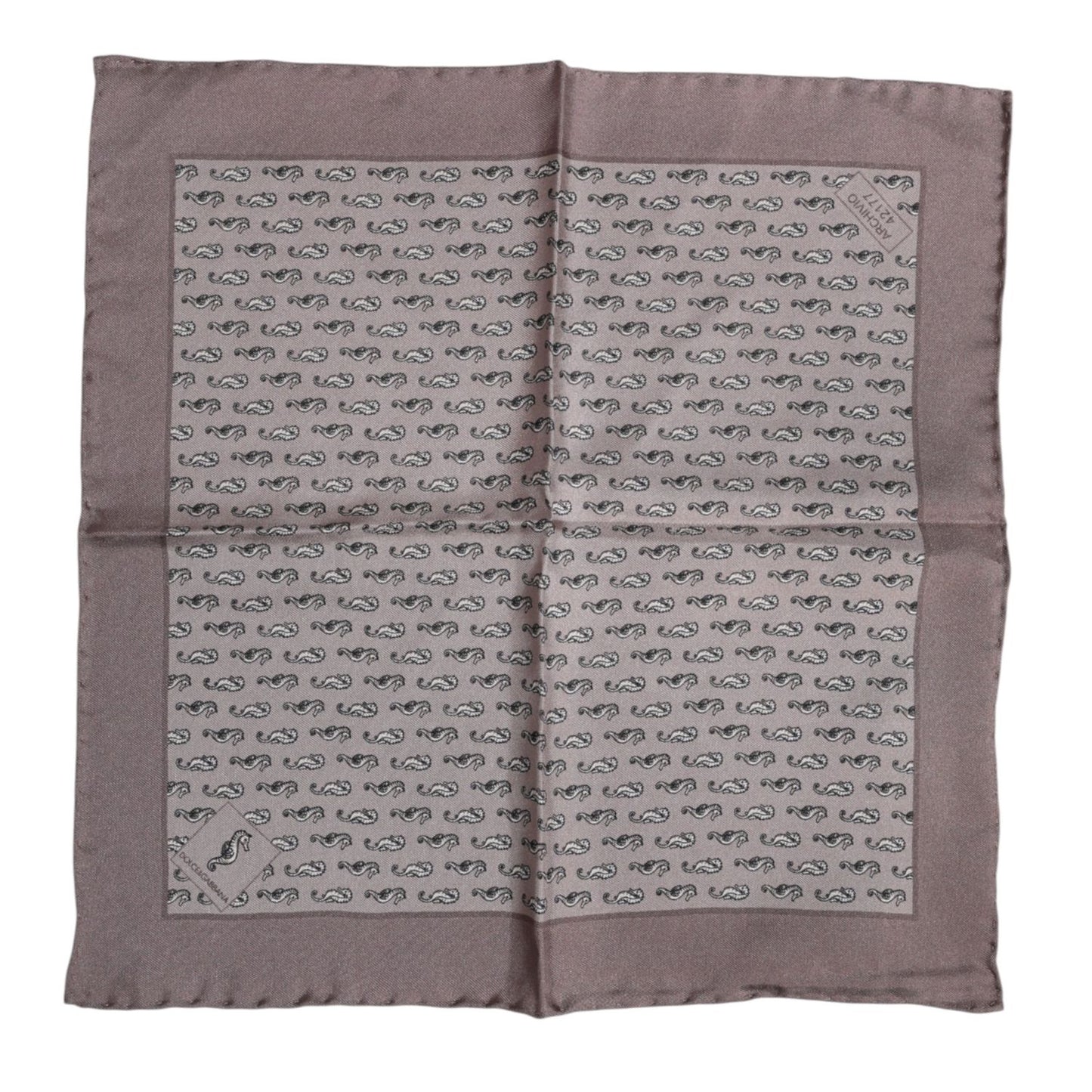 Dolce & Gabbana Brown Sea Horse Silk Square Foulard Scarf