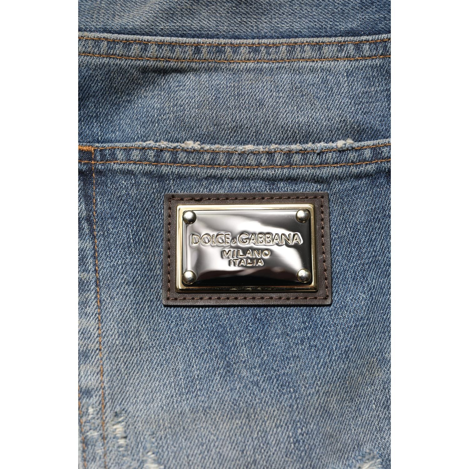 Dolce & Gabbana Blue Cotton Tattered Men Denim Jeans