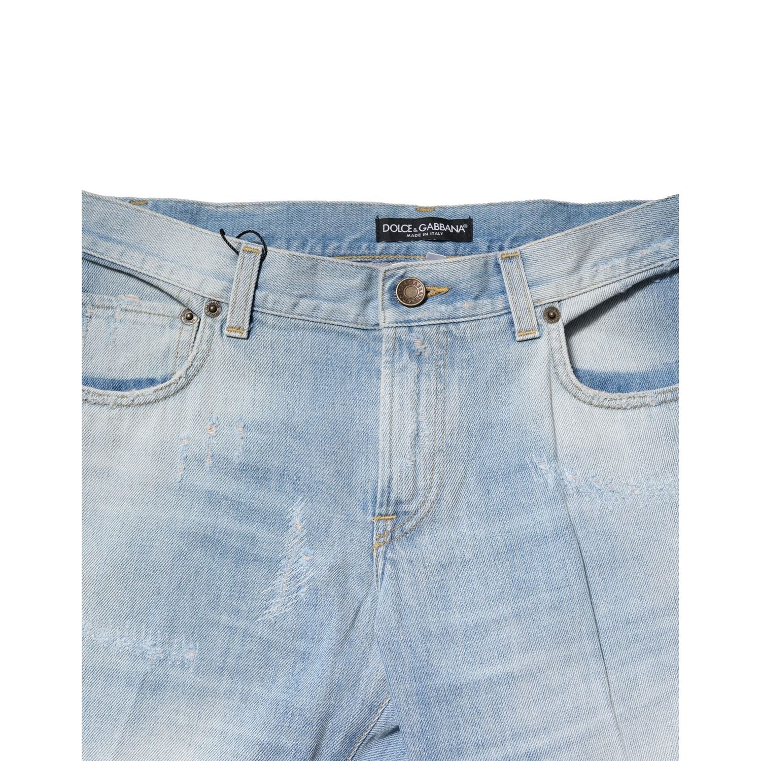 Dolce & Gabbana Light Blue Washed Straight Fit Denim Jeans