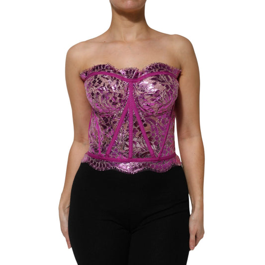 Dolce & Gabbana Pink Bustier Sleeveless Corset Blouse Top TSH87614-46