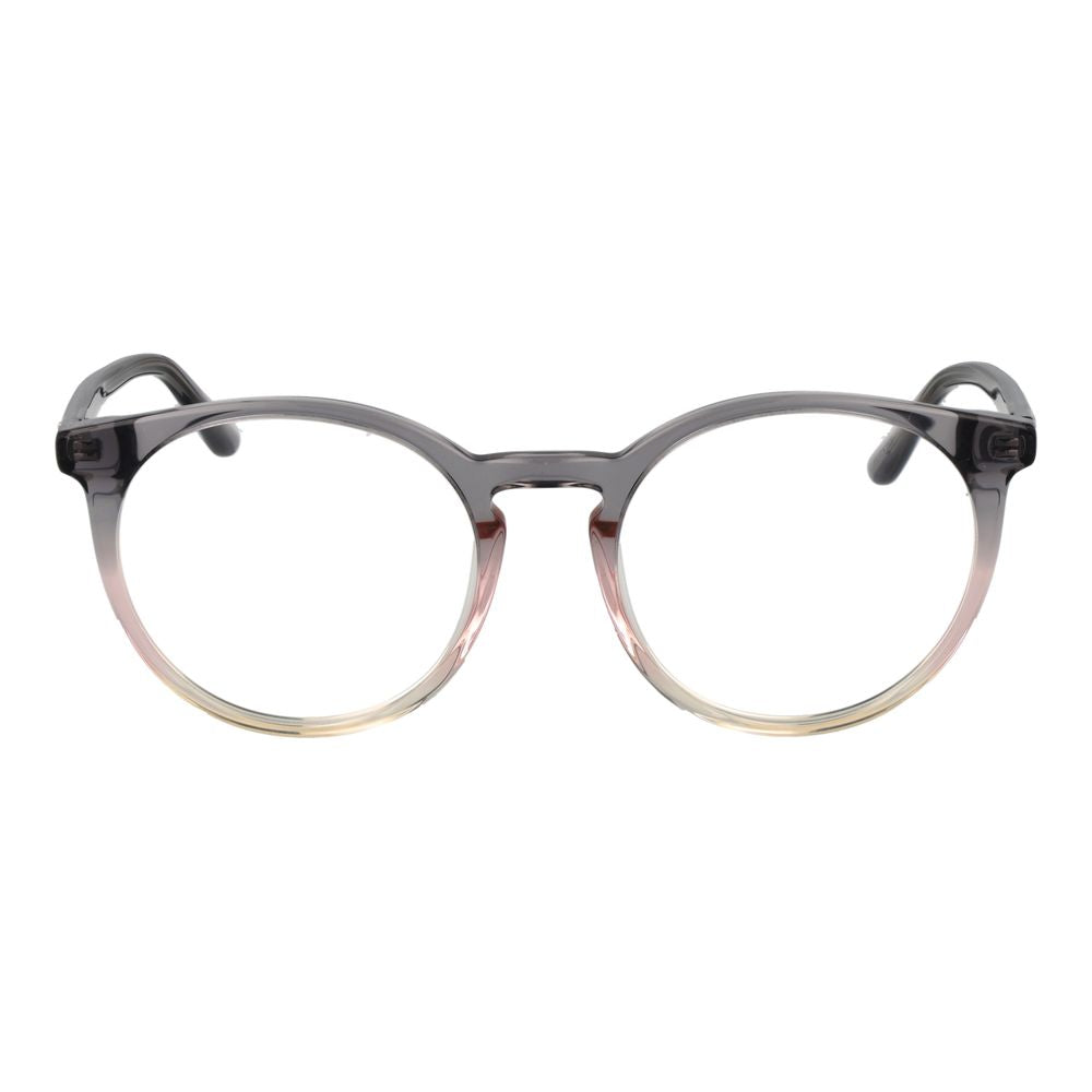 Full-rim Guess Gray Women Glasses Frame in acetate with round design and demo lenses, dimensions 53-19-140, includes branded case.
