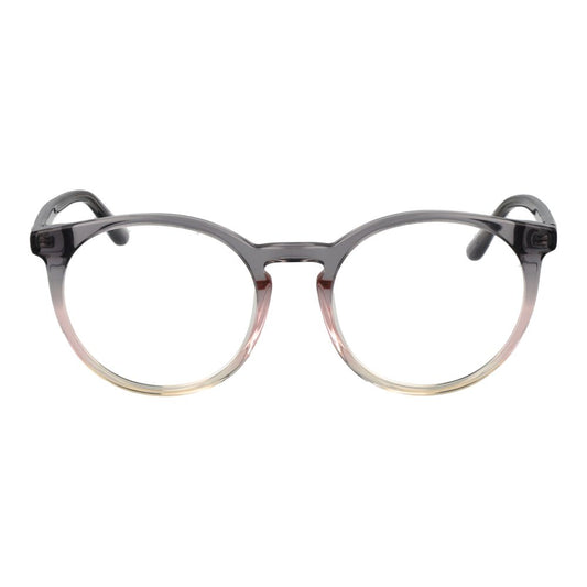 Full-rim Guess Gray Women Glasses Frame in acetate with round design and demo lenses, dimensions 53-19-140, includes branded case.