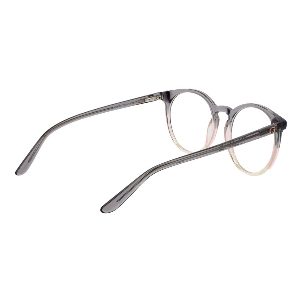 Elegant Guess Gray Women Glasses Frame in full-rim acetate design, round style.