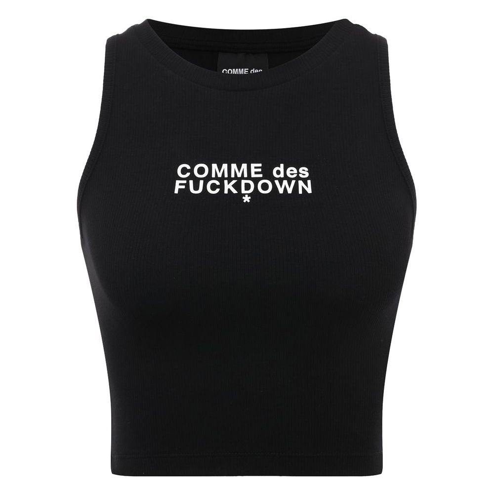 Comme Des Fuckdown Black Cotton Women Cropped Top