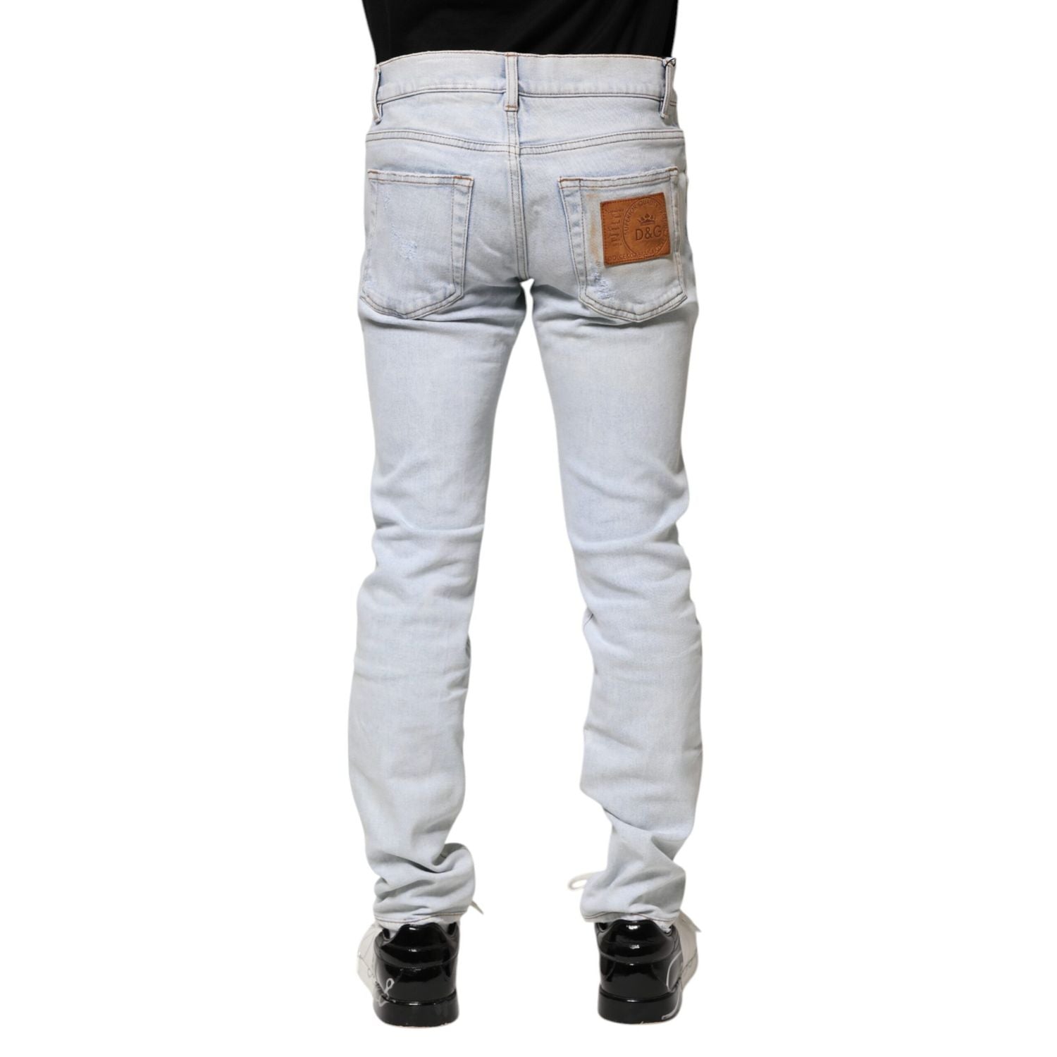 Dolce & Gabbana Light Blue Tattered Skinny Denim Jeans