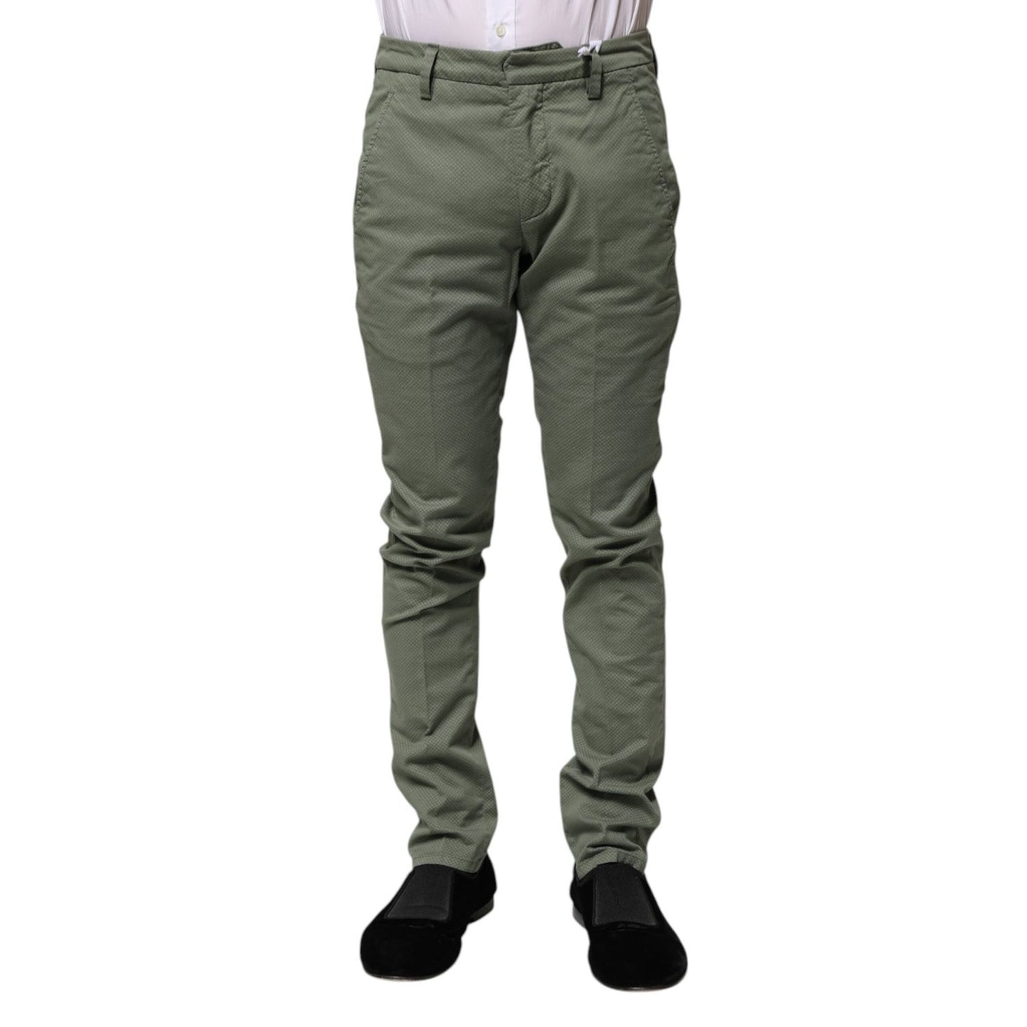 Dondup Green Mid Waist Skinny Fit Casual Pants