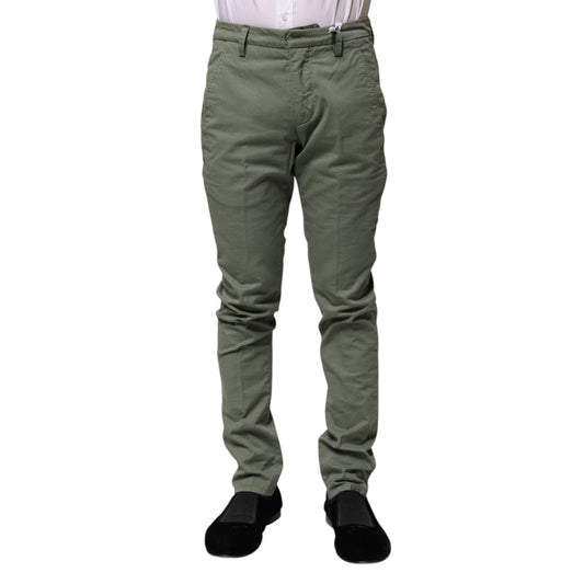 Dondup Green Mid Waist Skinny Fit Casual Pants