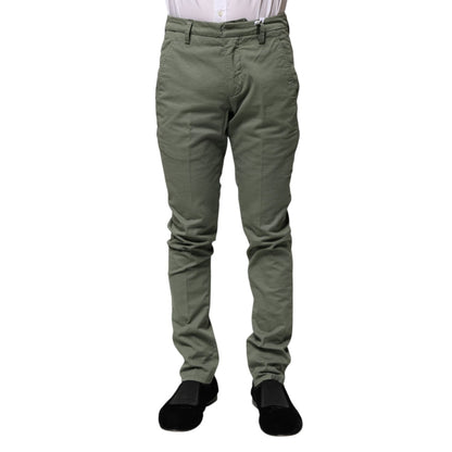 Dondup Green Mid Waist Skinny Fit Casual Pants