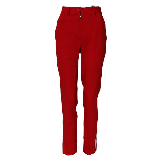 Dolce & Gabbana Red Wool Mid Waisted Tapered Pants