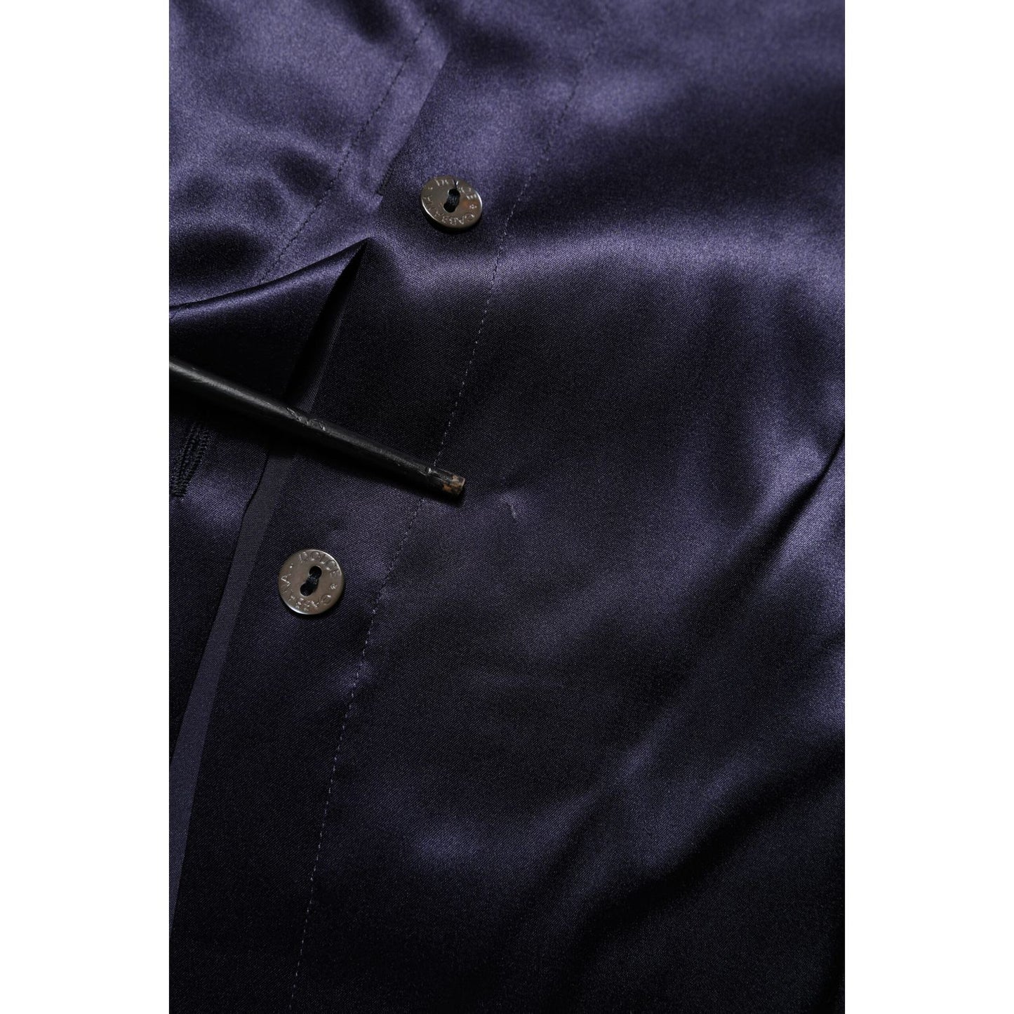 Dolce & Gabbana Dark Purple Silk Ascot Collared Blouse Top