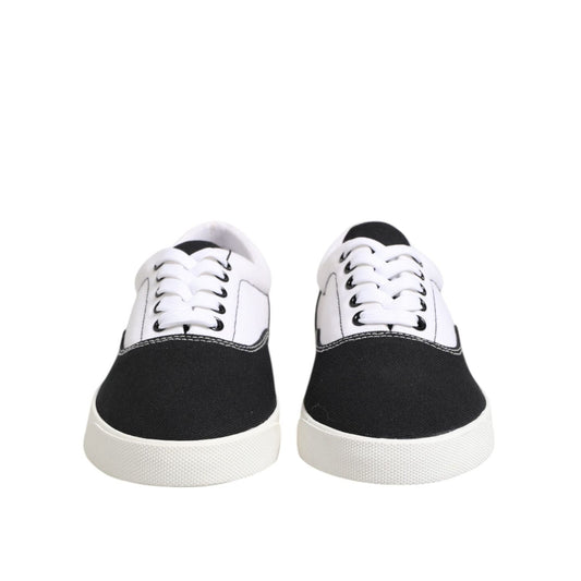 Dolce & Gabbana Black Cotton Canvas Lace Up Men Sneakers Shoes