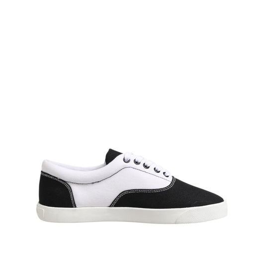 Dolce & Gabbana Black Cotton Canvas Lace Up Men Sneakers Shoes