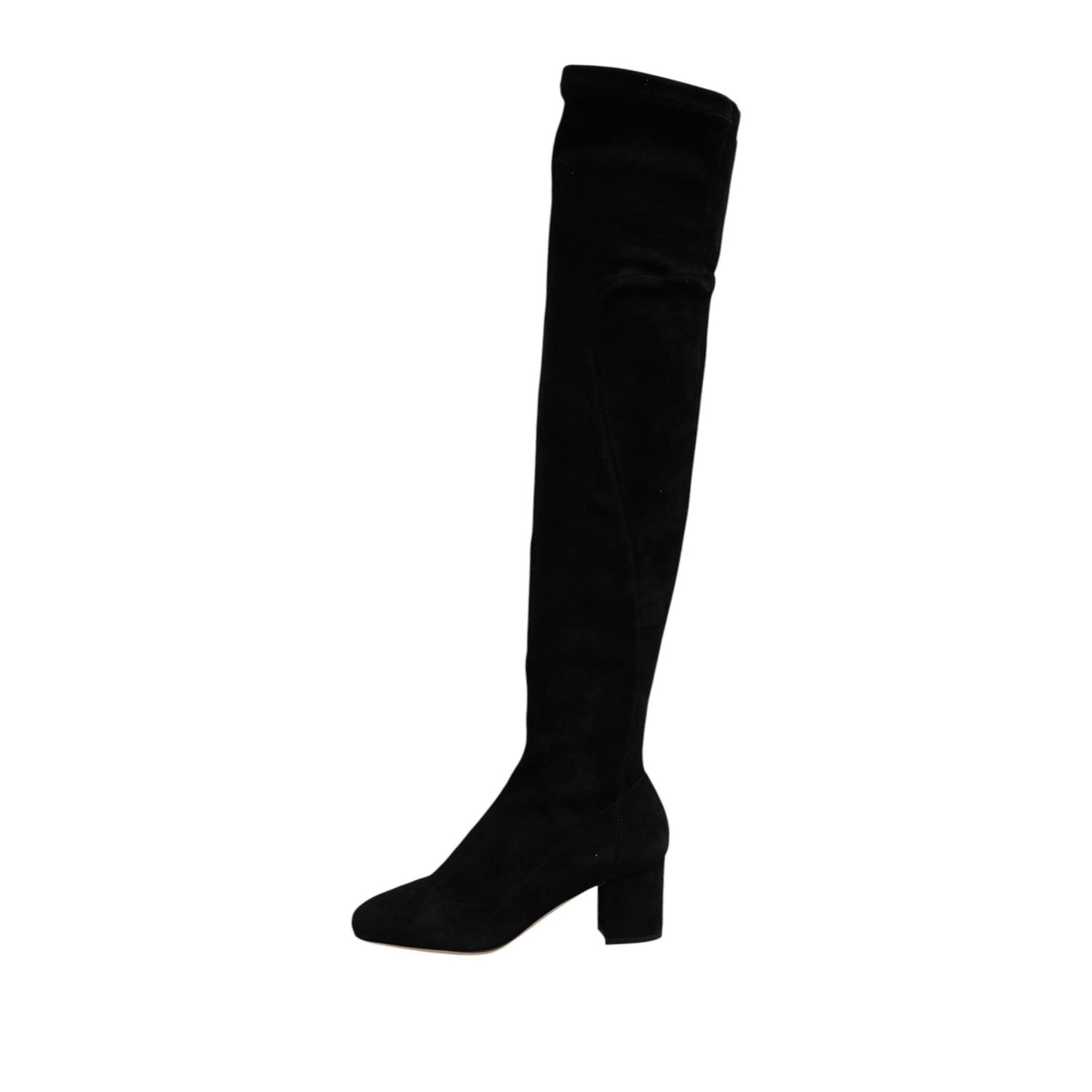 Dolce & Gabbana Black Suede Leather Knee High Boots Shoes