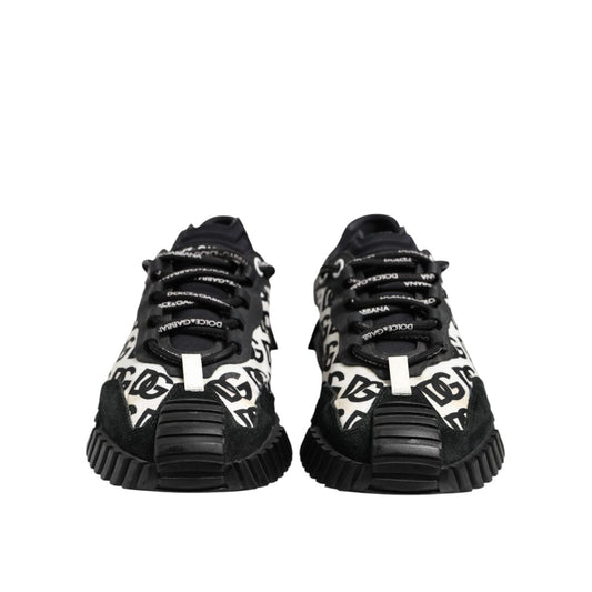 Dolce & Gabbana Black Logo Lace Up Low Top NS1 Sneakers Shoes