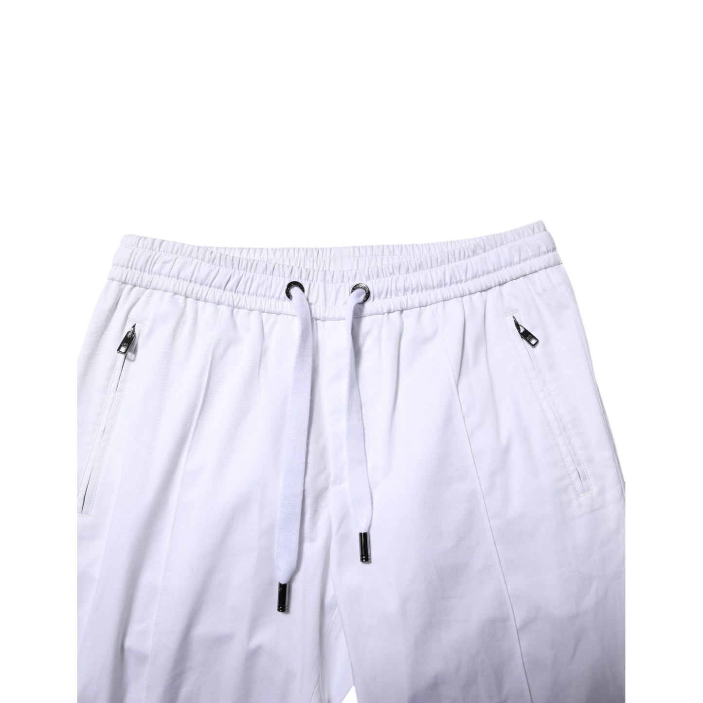 Dolce & Gabbana White Cotton Stretch Logo Men Jogger Pants