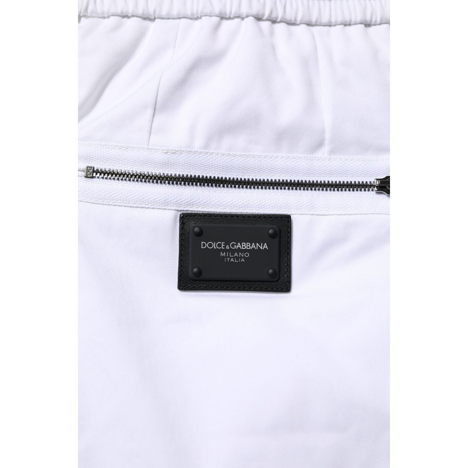 Dolce & Gabbana White Cotton Stretch Logo Men Jogger Pants