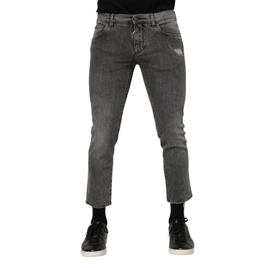 Dolce & Gabbana Gray Cotton Logo Plaque Men Denim Jeans PAN76349-46