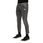 Dolce & Gabbana Gray Cotton Logo Plaque Men Denim Jeans PAN76349-46