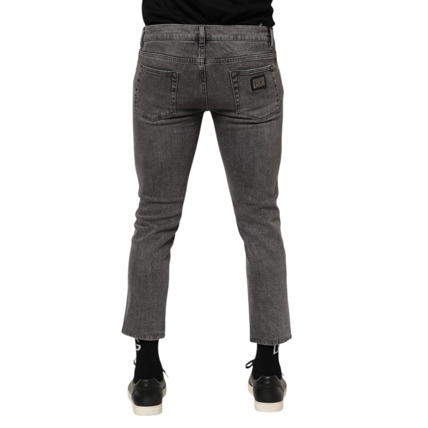 Dolce & Gabbana Gray Cotton Logo Plaque Men Denim Jeans PAN76349-46