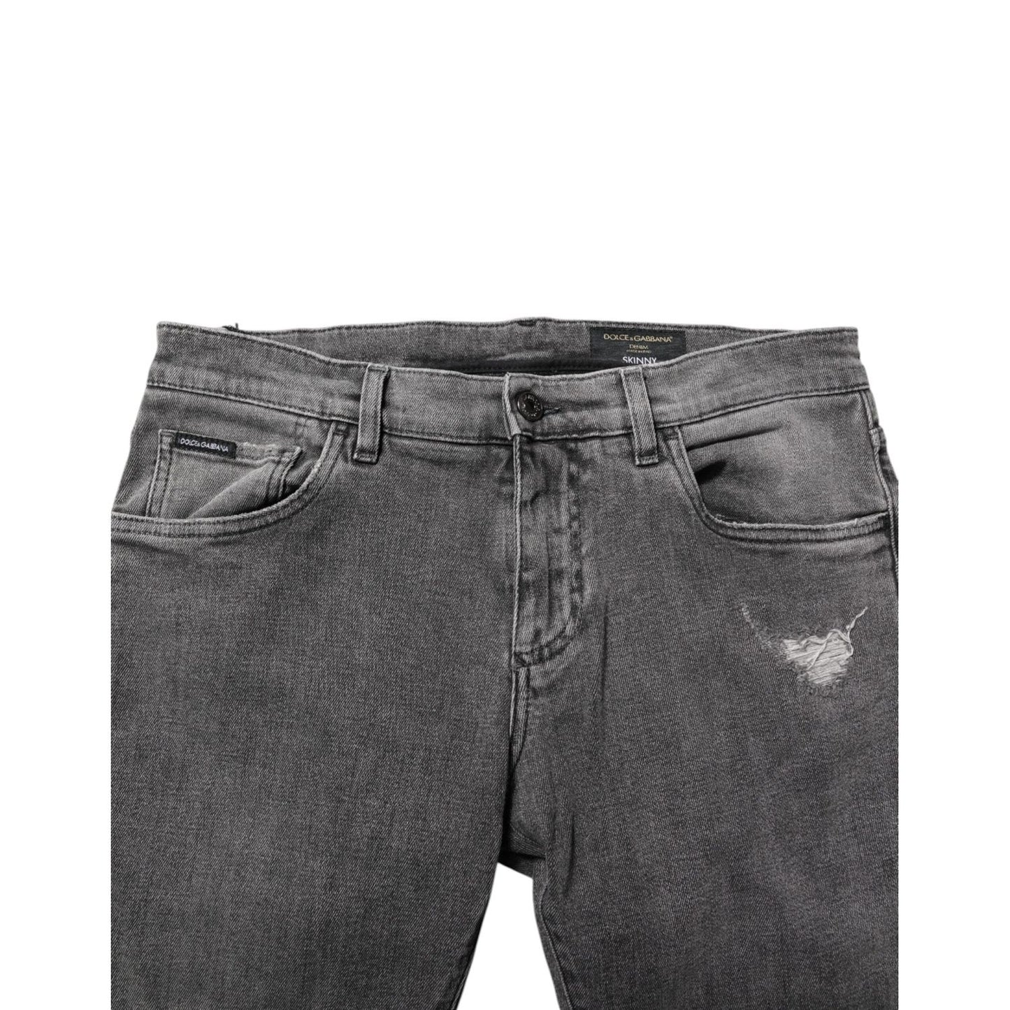 Dolce & Gabbana Gray Cotton Logo Plaque Men Denim Jeans PAN76349-46