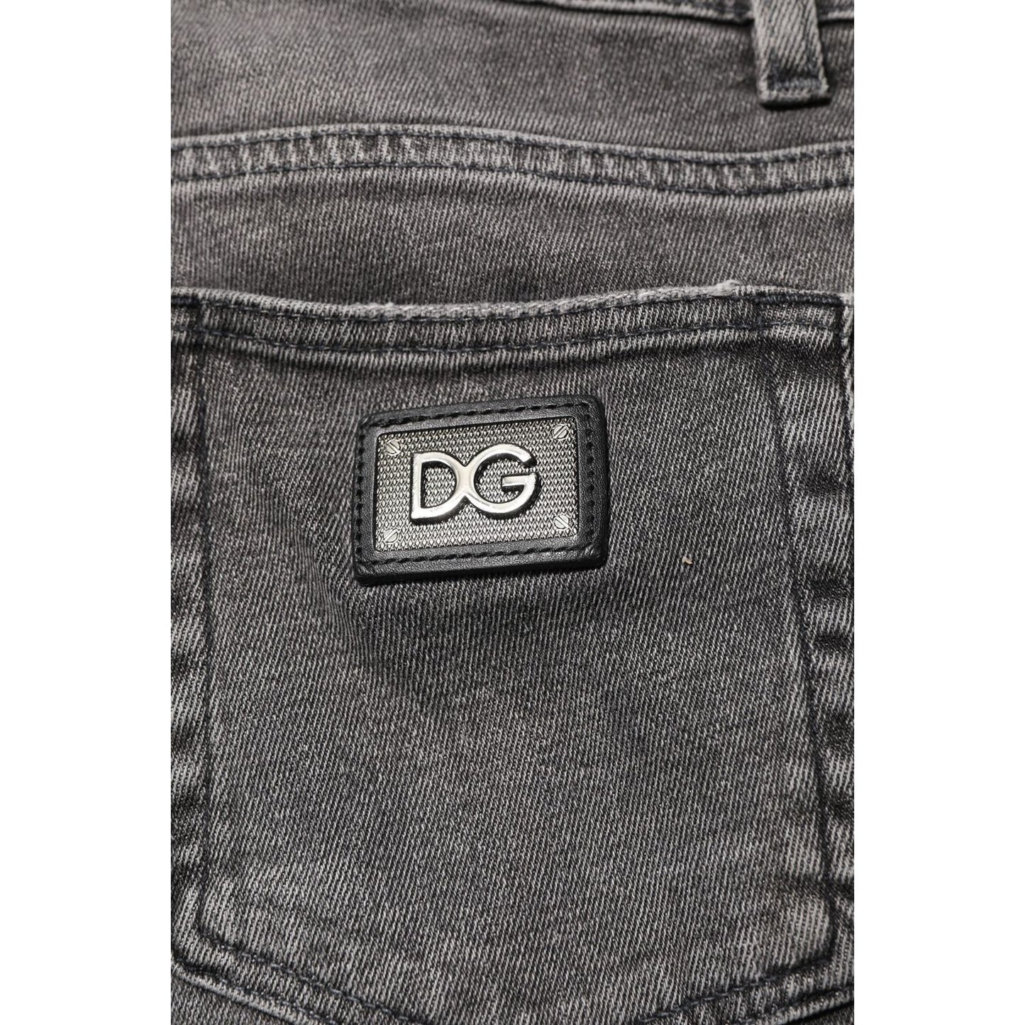 Dolce & Gabbana Gray Cotton Logo Plaque Men Denim Jeans PAN76349-46