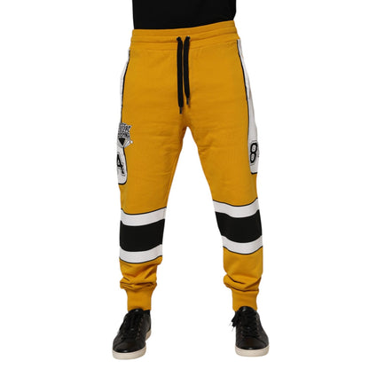 Dolce & Gabbana Yellow Cotton Logo Jogger Sweatpants Pants